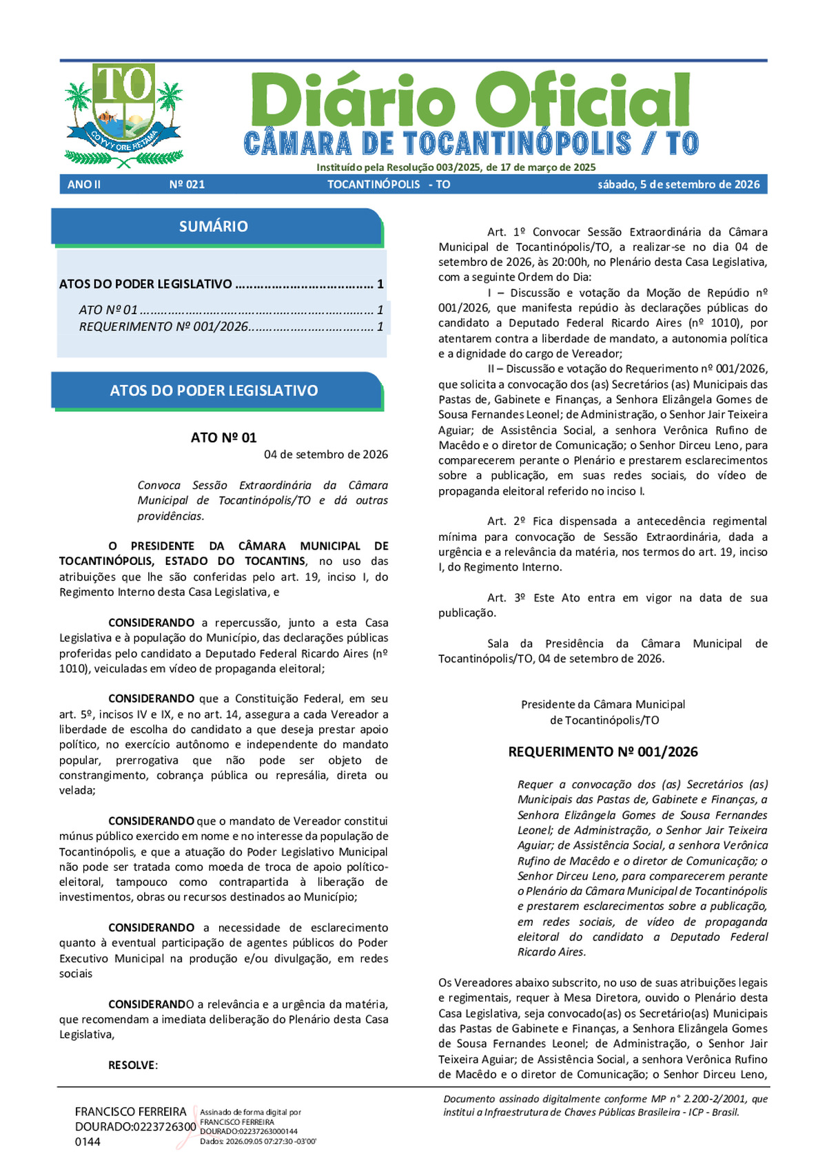 Diário Oficial - Edição 021