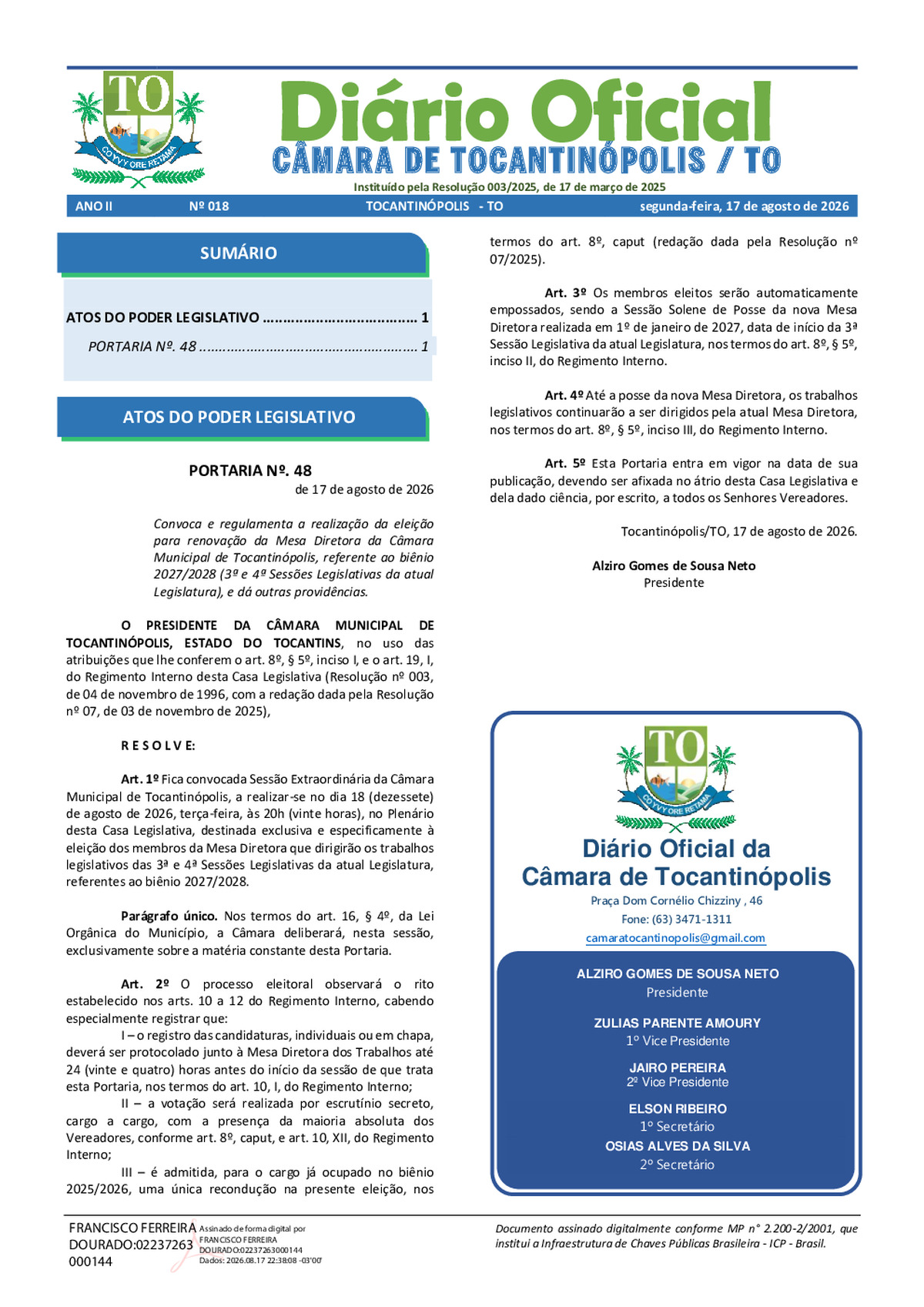 Diário Oficial - Edição 018